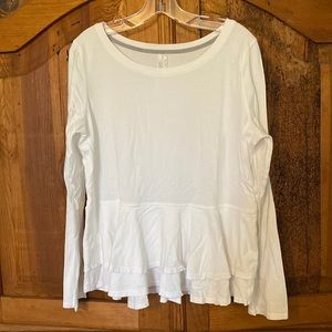 Anthropologie White size XL Peplum Long Sleeve Ruffle Top